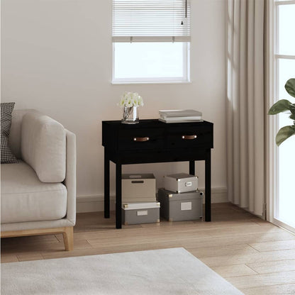 vidaXL Console Table Black 76.5x40x75 cm Solid Wood Pine