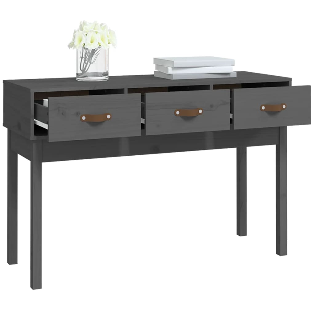 vidaXL Console Table Grey 114x40x75 cm Solid Wood Pine
