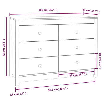 vidaXL Side Cabinet White 100x40x72 cm Solid Wood Pine