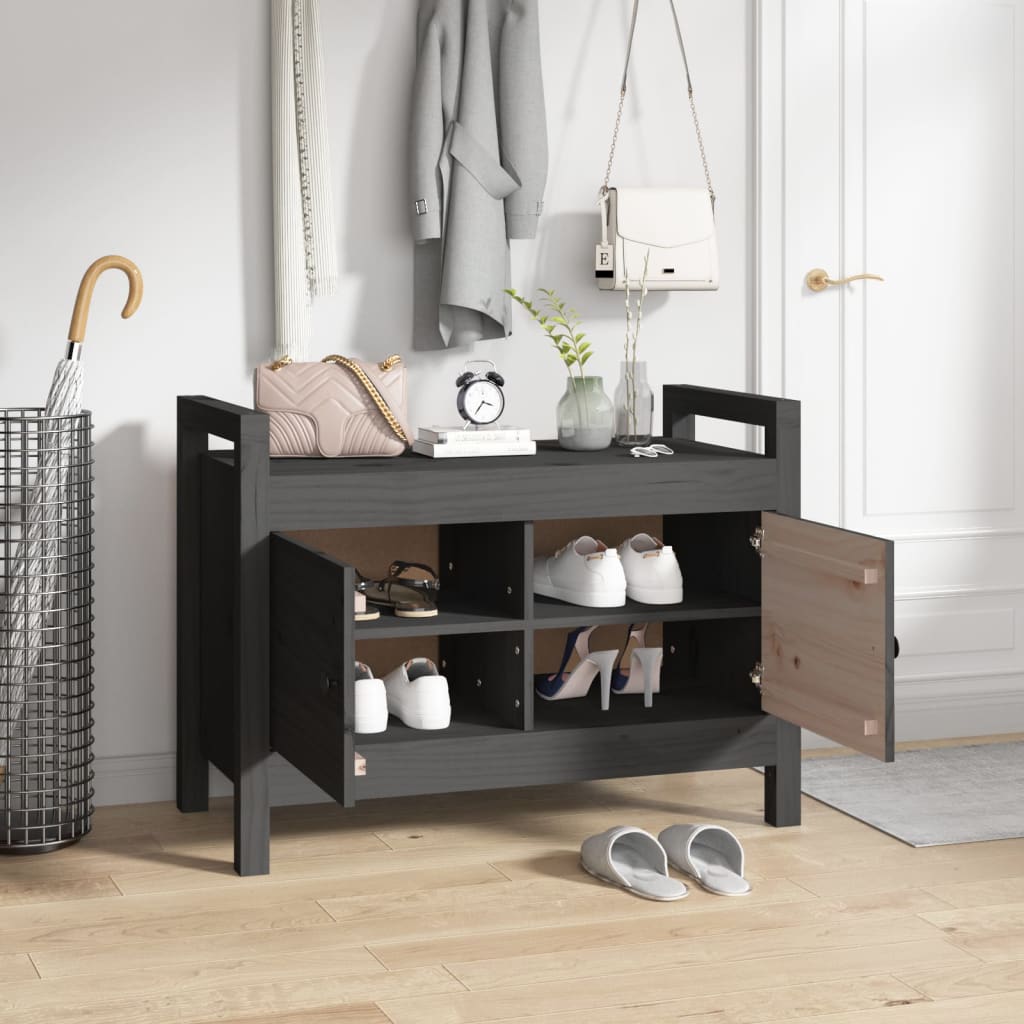 vidaXL Hall Bench Grey 80x40x60 cm Solid Wood Pine