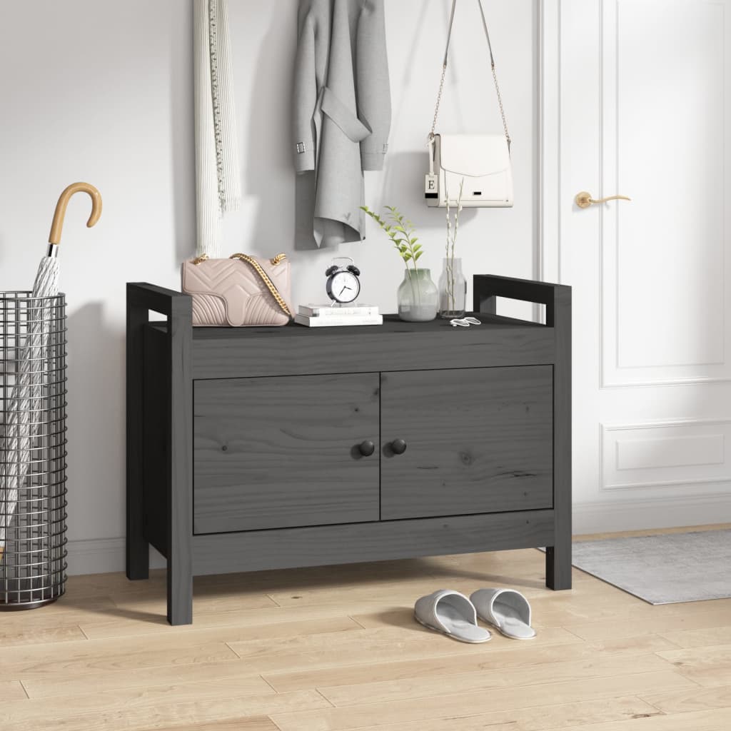 vidaXL Hall Bench Grey 80x40x60 cm Solid Wood Pine