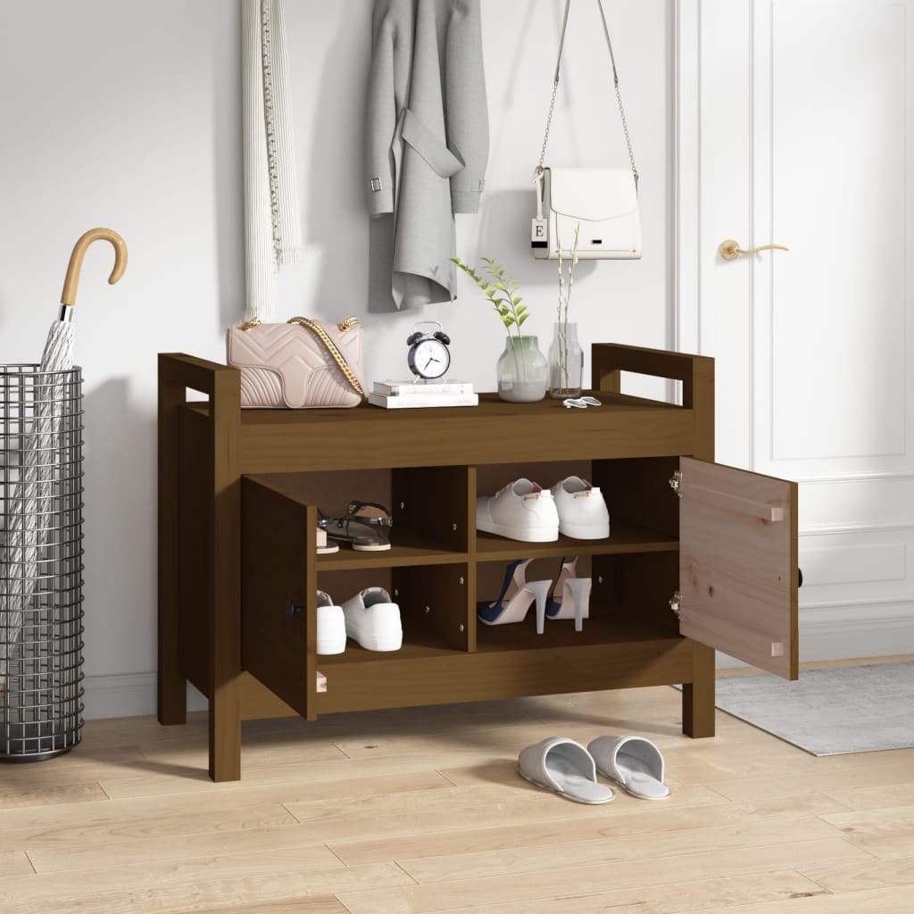 vidaXL Hall Bench Honey Brown 80x40x60 cm Solid Wood Pine