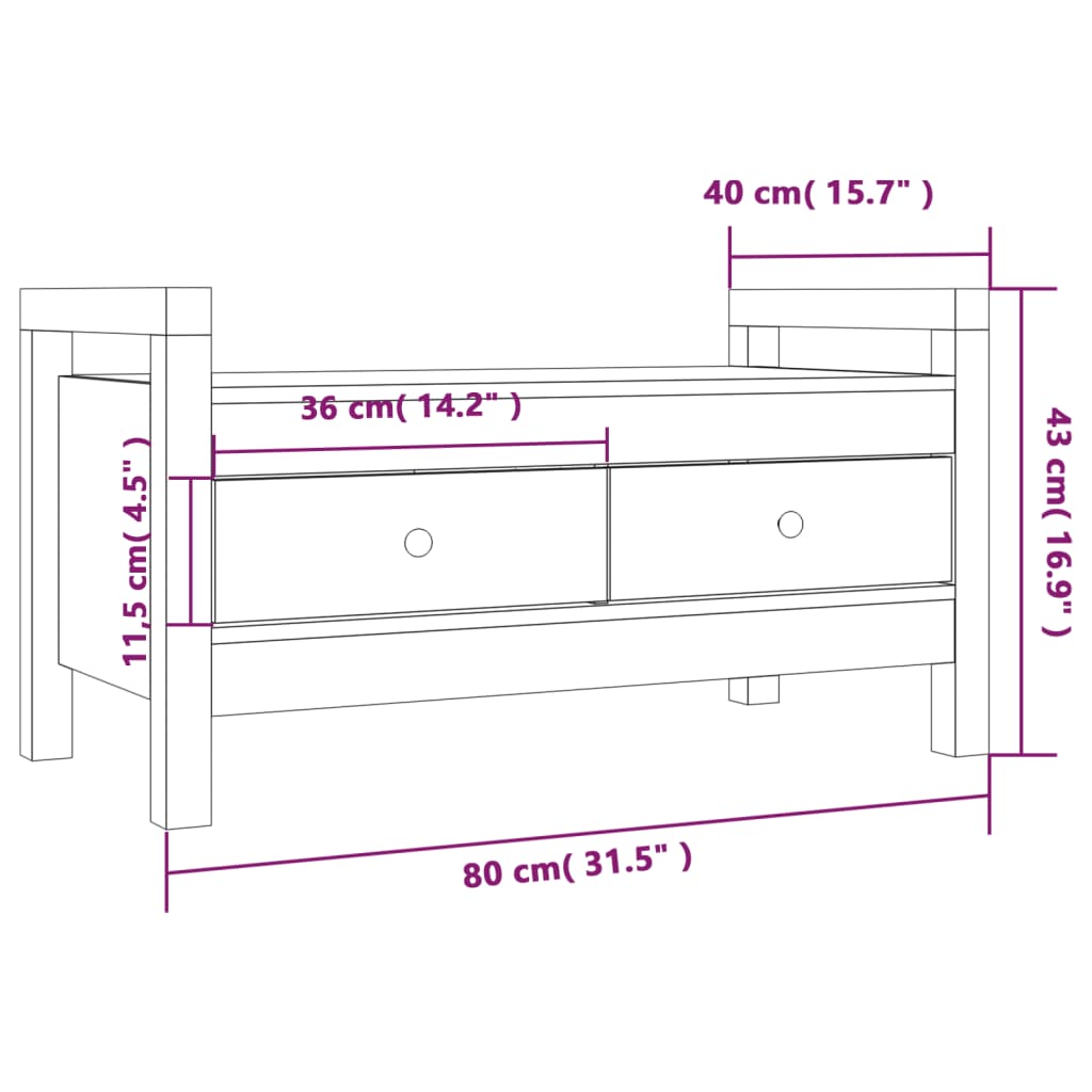 vidaXL Hall Bench 80x40x43 cm Solid Wood Pine