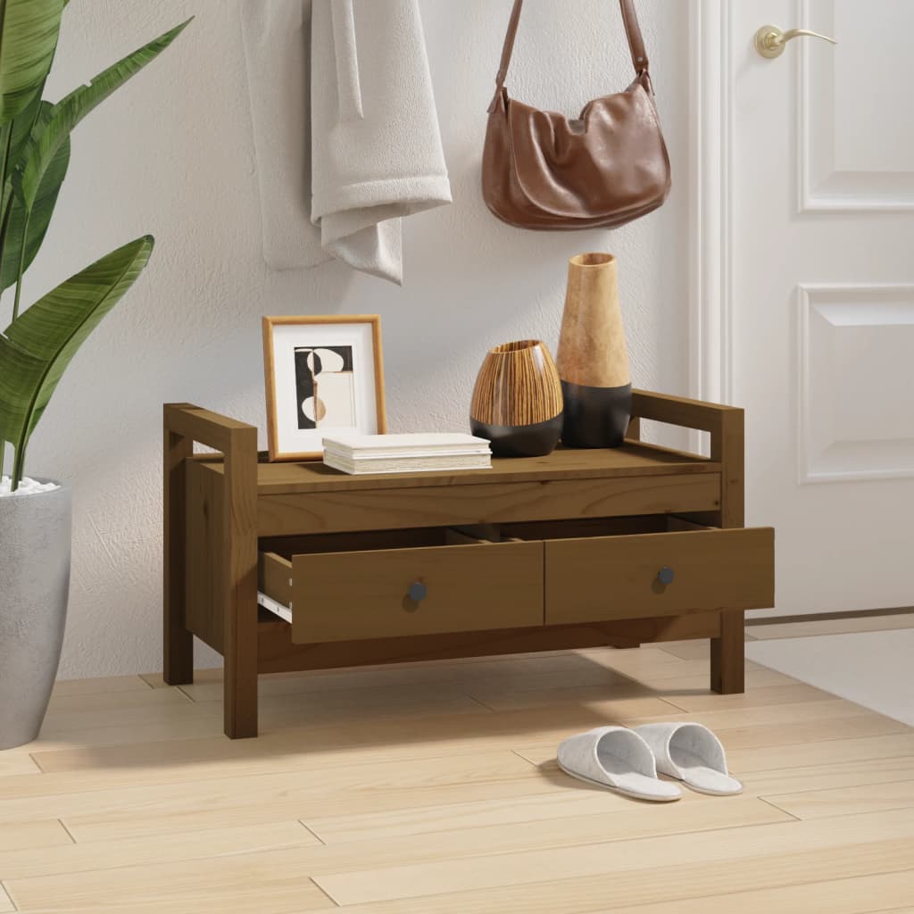 vidaXL Hall Bench Honey Brown 80x40x43 cm Solid Wood Pine