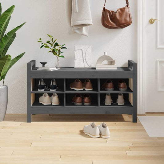 vidaXL Hall Bench Grey 110x40x60 cm Solid Wood Pine