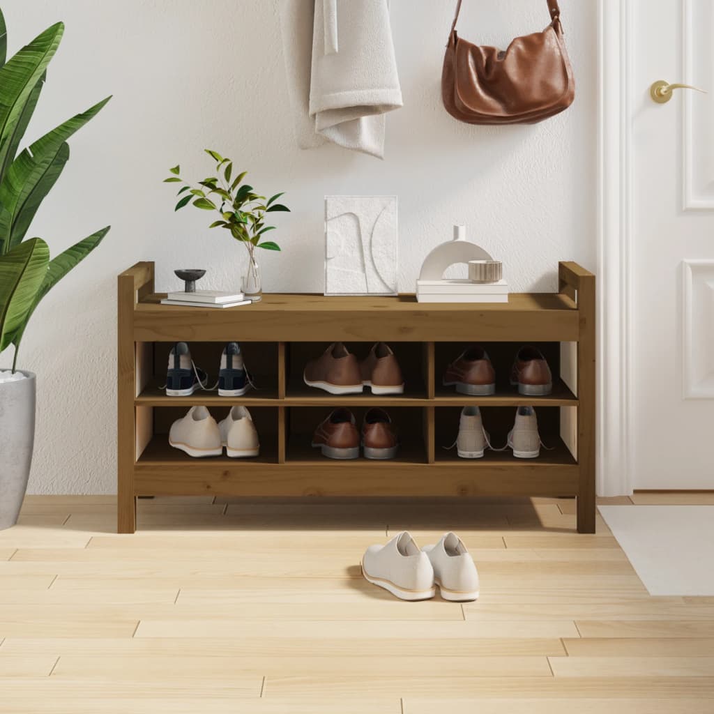 vidaXL Hall Bench Honey Brown 110x40x60 cm Solid Wood Pine