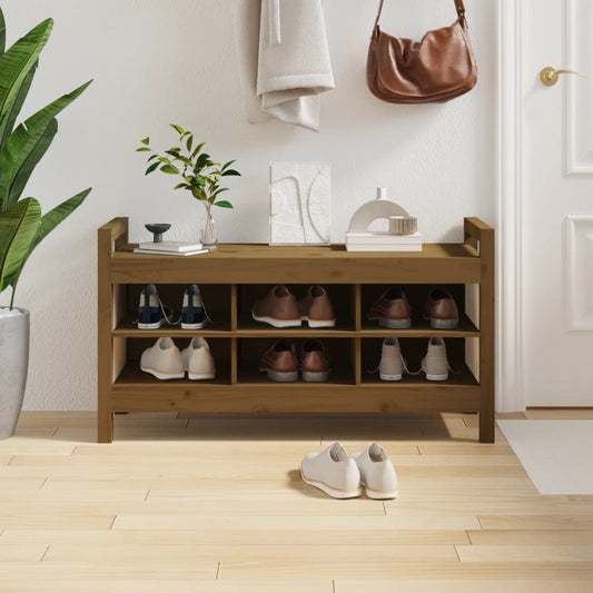 vidaXL Hall Bench Honey Brown 110x40x60 cm Solid Wood Pine