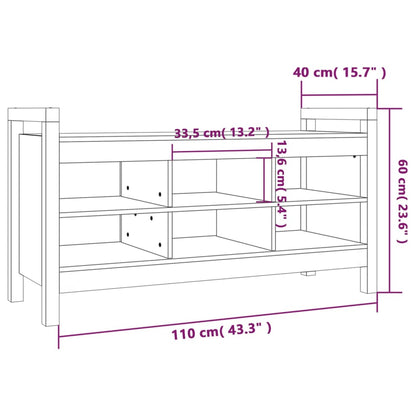 vidaXL Hall Bench Black 110x40x60 cm Solid Wood Pine
