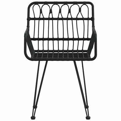 vidaXL Garden Chairs 2 pcs with Armrest Black 56x64x80 cm PE Rattan