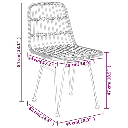 vidaXL Garden Chairs 2 pcs Black 48x62x84 cm PE Rattan