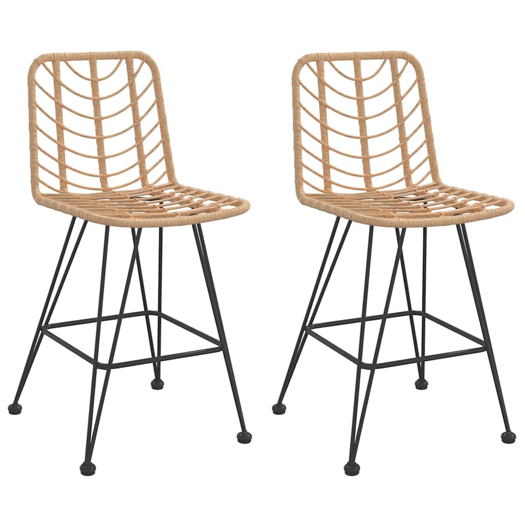 vidaXL Bar Stool | Set of 2 | Black | Steel, polyethylene rattan | Standard
