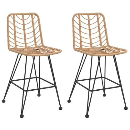 vidaXL Bar Stool | Set of 2 | Black | Steel, polyethylene rattan | Standard