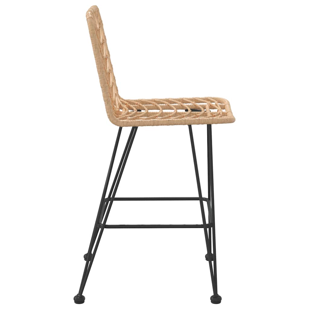 vidaXL Bar Stool | Set of 2 | Black | Steel, polyethylene rattan | Standard