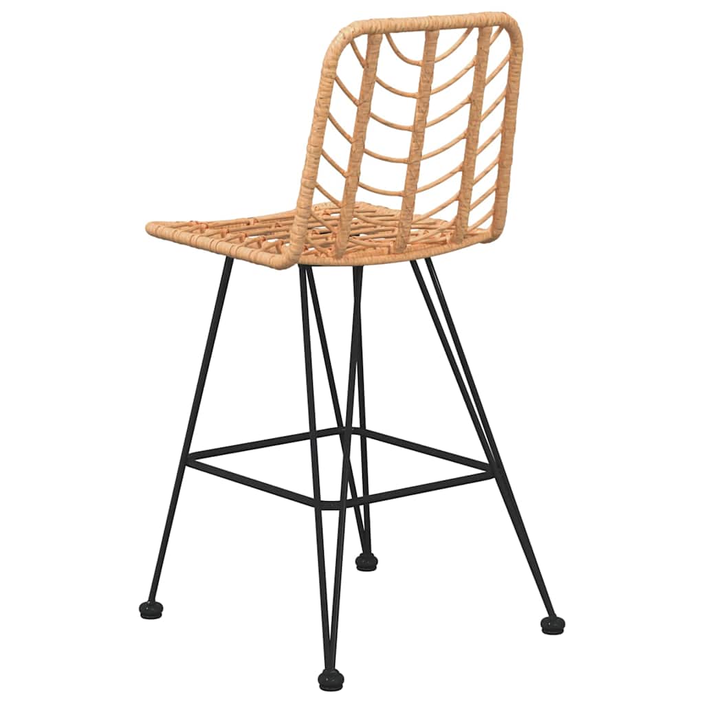 vidaXL Bar Stool | Set of 2 | Black | Steel, polyethylene rattan | Standard