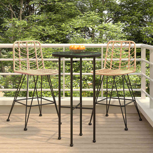 vidaXL Bar Stool | Set of 2 | Black | Steel, polyethylene rattan | Standard