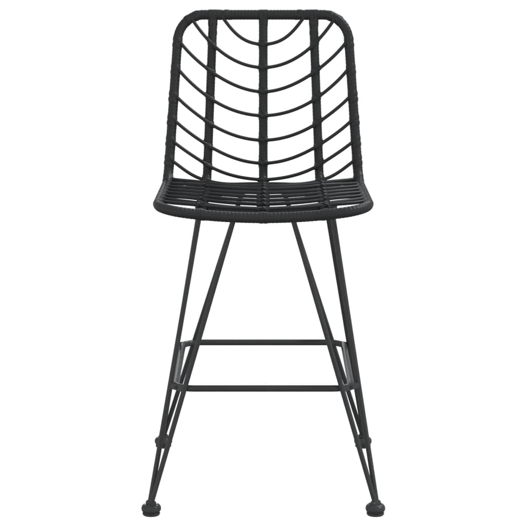 vidaXL Bar Stool | Set of 2 | Black | PE Rattan and Steel | Regular | Footrest