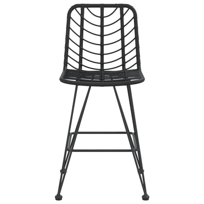 vidaXL Bar Stool | Set of 2 | Black | PE Rattan and Steel | Regular | Footrest