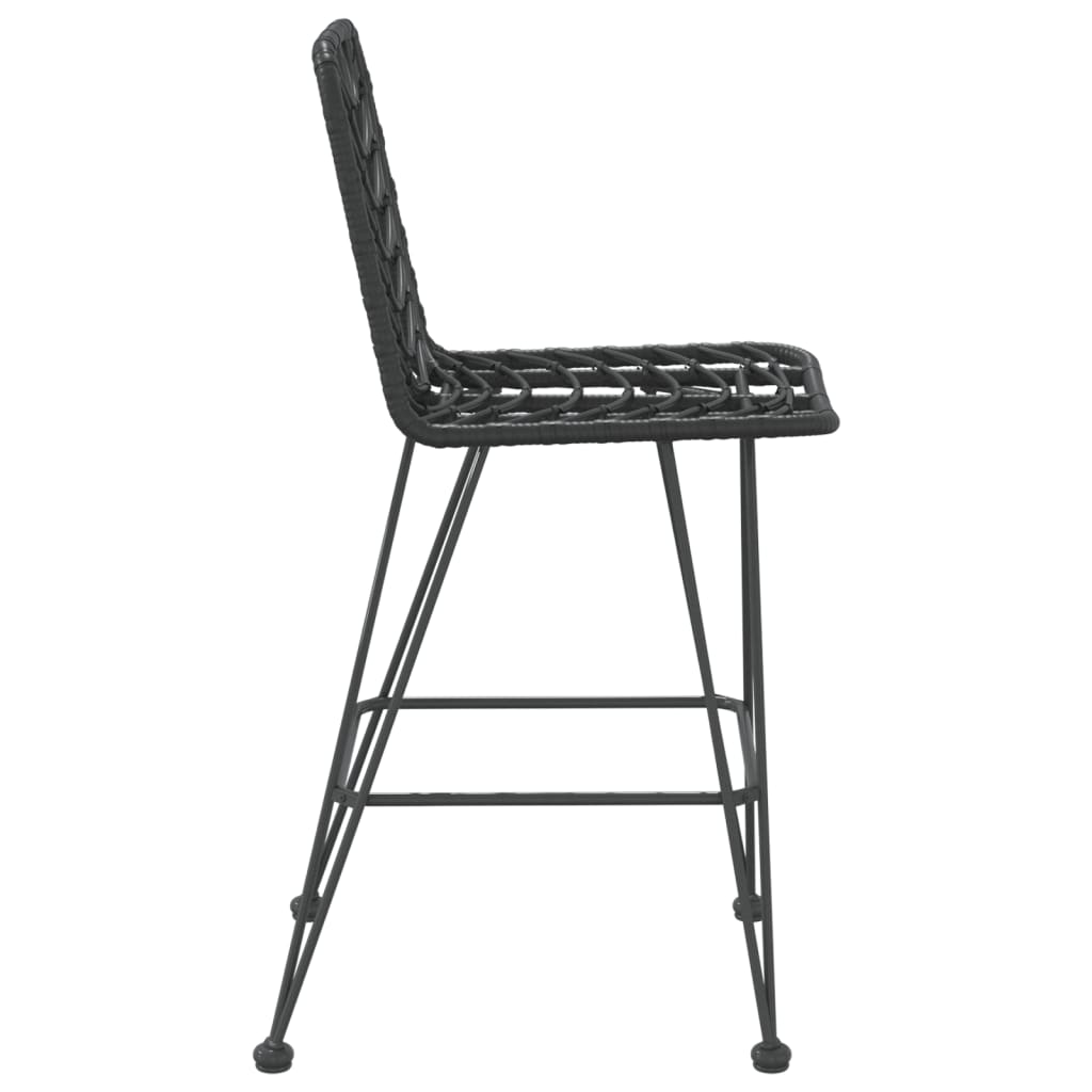 vidaXL Bar Stool | Set of 2 | Black | PE Rattan and Steel | Regular | Footrest