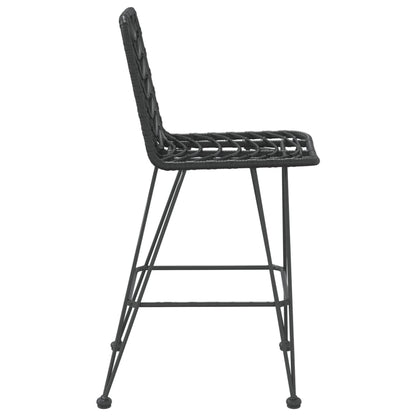 vidaXL Bar Stool | Set of 2 | Black | PE Rattan and Steel | Regular | Footrest