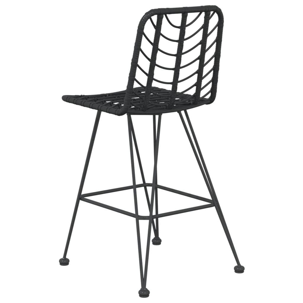 vidaXL Bar Stool | Set of 2 | Black | PE Rattan and Steel | Regular | Footrest