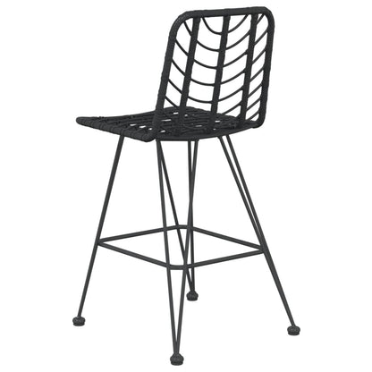 vidaXL Bar Stool | Set of 2 | Black | PE Rattan and Steel | Regular | Footrest
