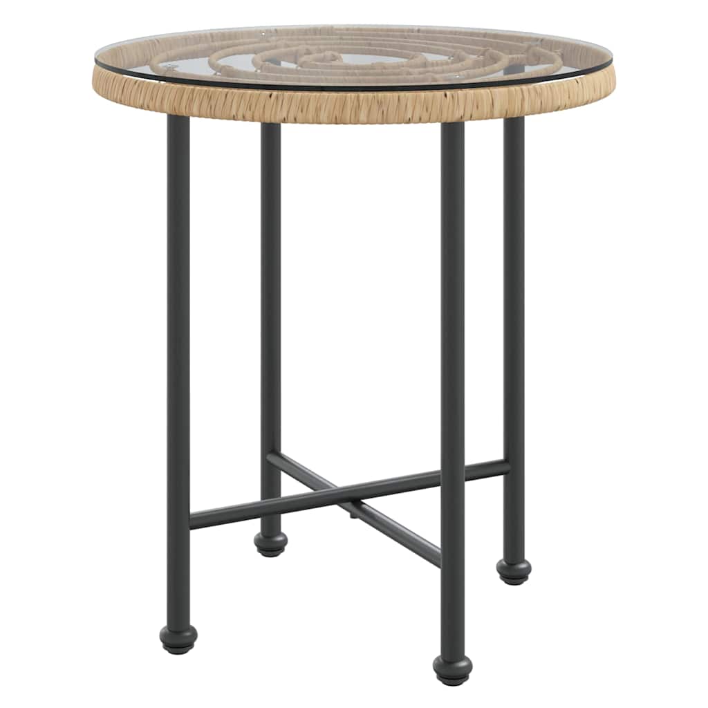 vidaXL Dining Table Ø50 cm Tempered Glass and Steel