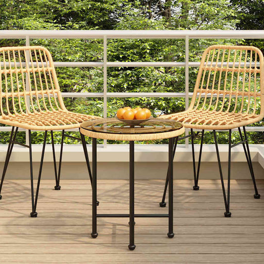 vidaXL Dining Table Ø50 cm Tempered Glass and Steel