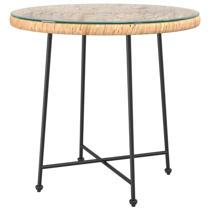vidaXL Dining Table Ø80 cm Tempered Glass and Steel