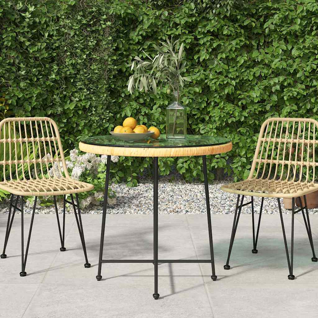 vidaXL Dining Table Ø80 cm Tempered Glass and Steel