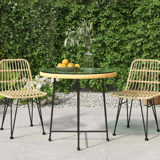 vidaXL Dining Table Ø80 cm Tempered Glass and Steel