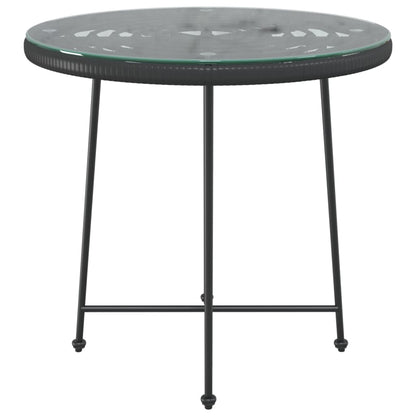 vidaXL Dining Table Black Ø80 cm Tempered Glass and Steel