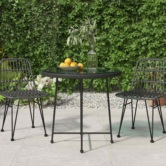 vidaXL Dining Table Black Ø80 cm Tempered Glass and Steel