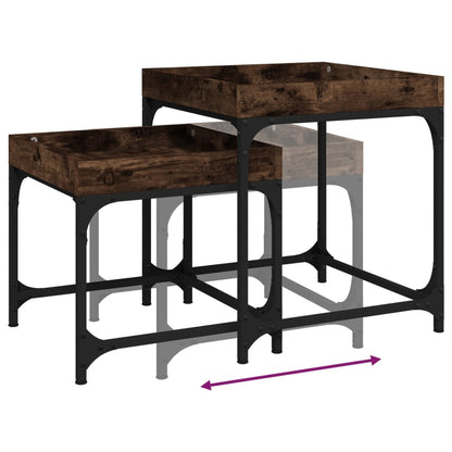 vidaXL Side Tables 2 pcs Smoked Oak Engineered Wood