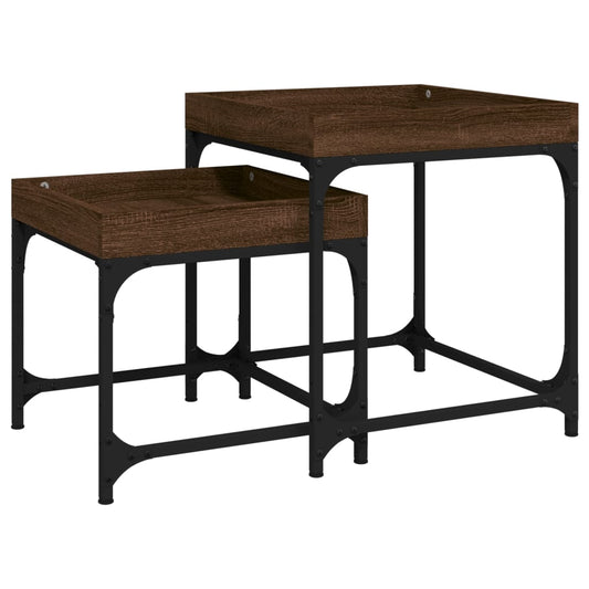 vidaXL Side Tables 2 pcs Brown Oak Engineered Wood