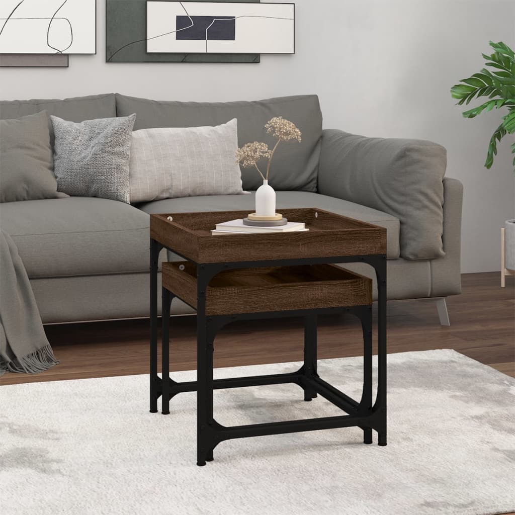 vidaXL Side Tables 2 pcs Brown Oak Engineered Wood