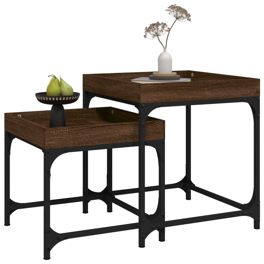 vidaXL Side Tables 2 pcs Brown Oak Engineered Wood