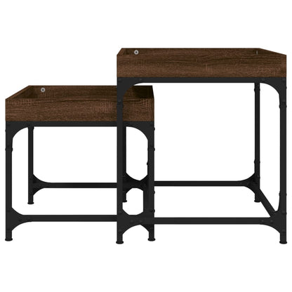 vidaXL Side Tables 2 pcs Brown Oak Engineered Wood