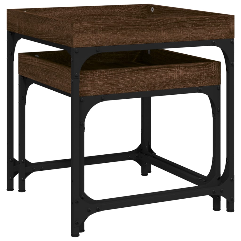 vidaXL Side Tables 2 pcs Brown Oak Engineered Wood