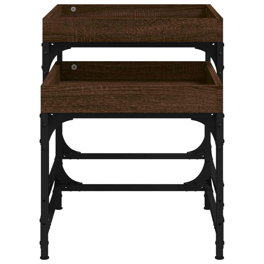 vidaXL Side Tables 2 pcs Brown Oak Engineered Wood