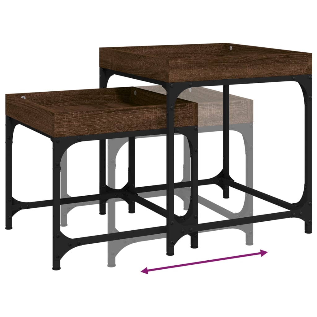 vidaXL Side Tables 2 pcs Brown Oak Engineered Wood