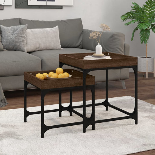 vidaXL Side Tables 2 pcs Brown Oak Engineered Wood
