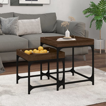 vidaXL Side Tables 2 pcs Brown Oak Engineered Wood