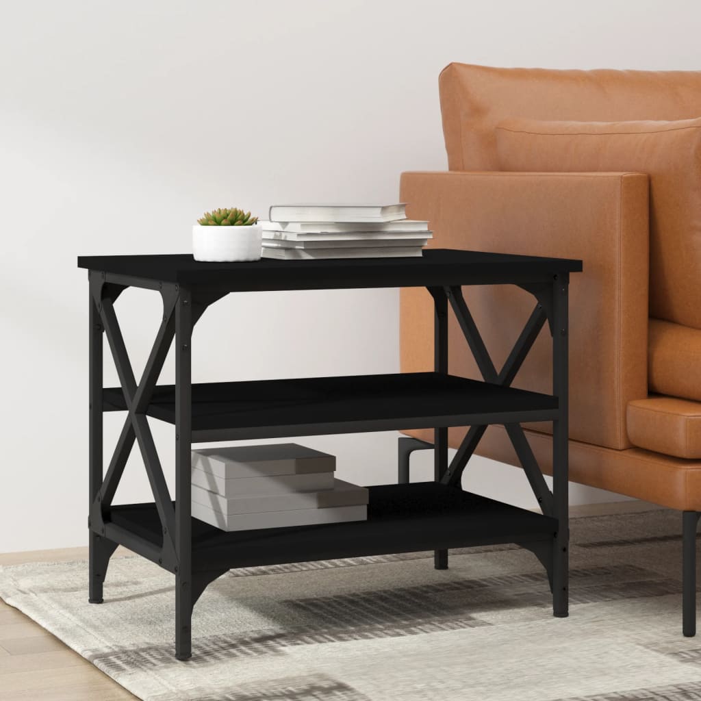 vidaXL Side Table Black 55x38x45 cm Engineered Wood