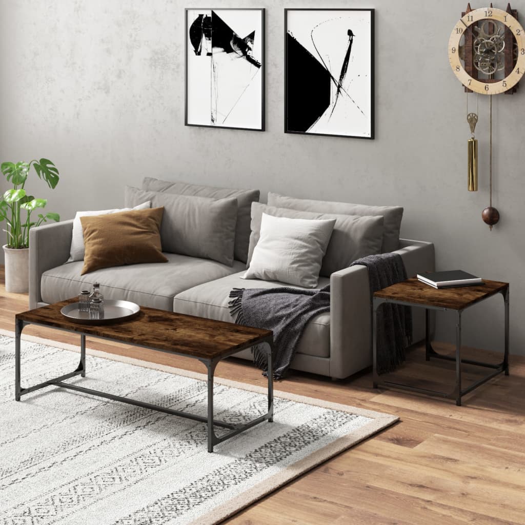 vidaXL Coffee Tables 2 pcs Smoked Oak Engineered Wood