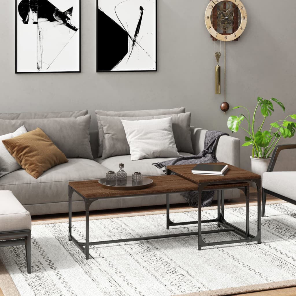 vidaXL Coffee Tables 2 pcs Brown Oak Engineered Wood