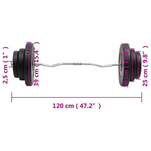 vidaXL Curl Barbell with Plates 60 kg