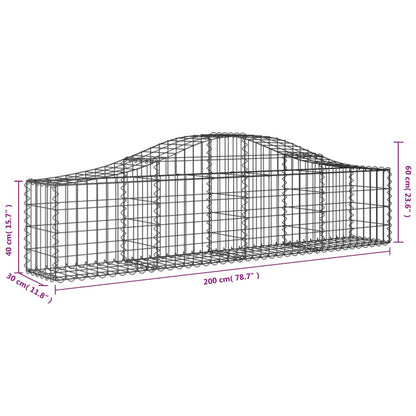 vidaXL Arched Gabion Baskets 14 pcs 200x30x40/60 cm Galvanised Iron