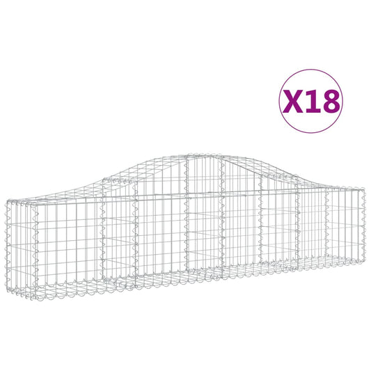 vidaXL Arched Gabion Baskets 18 pcs 200x30x40/60 cm Galvanised Iron
