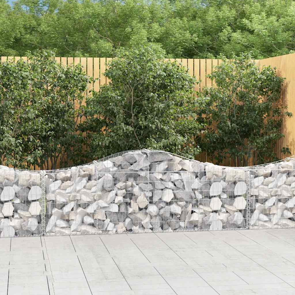 vidaXL Arched Gabion Baskets 3 pcs 200x30x60/80 cm Galvanised Iron