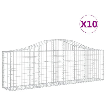 vidaXL Arched Gabion Baskets 10 pcs 200x30x60/80 cm Galvanised Iron